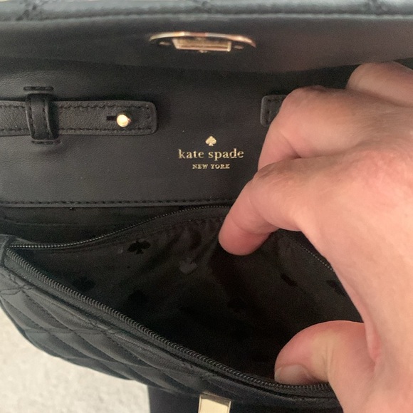 Kate Spade Black Crossbody Clutch Quilted Leather purse with removable strap - Picture 6 of 10